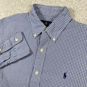 Ralph Lauren Button Down Shirt Mens Small Blue Gingham Check Long Sleeve